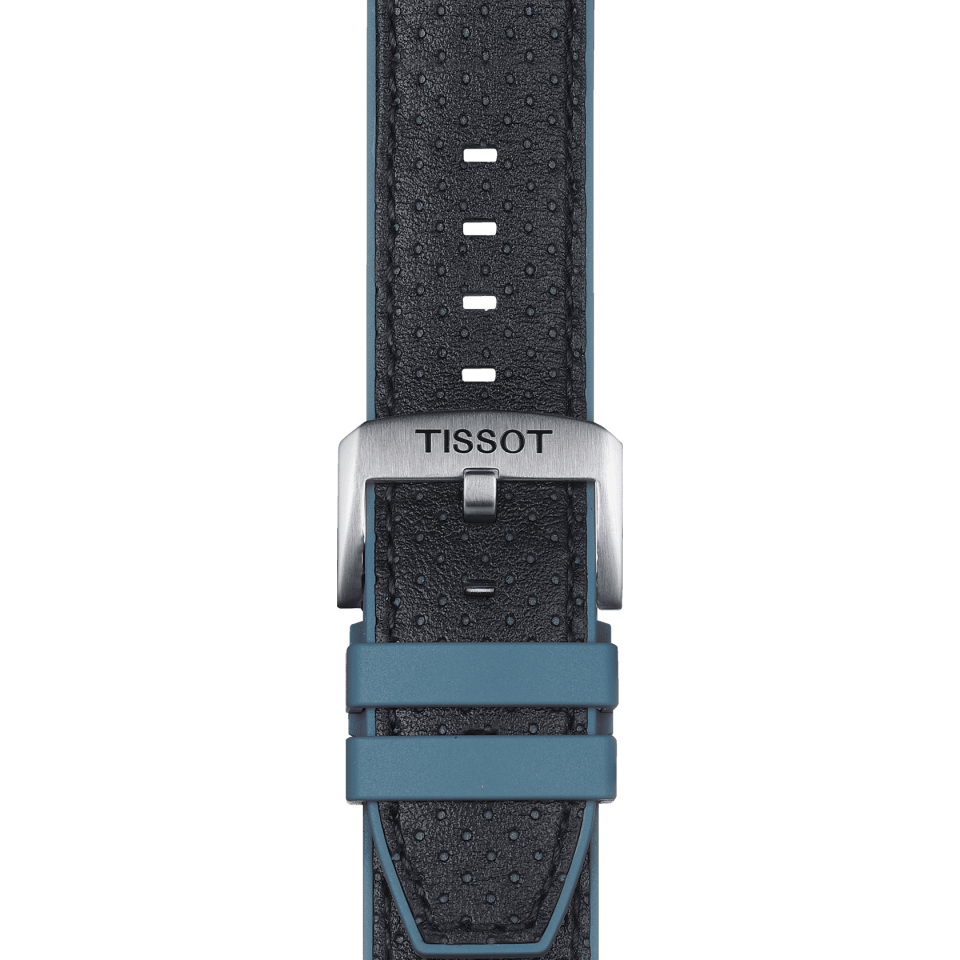 Tissot mavi deri ve kauçuk kayış boynuz aralığı 22 mm T852046785